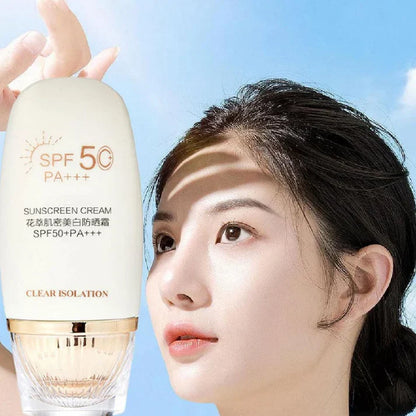 Flower Extract Skin Brightening Sunscreen Cream SPF50+