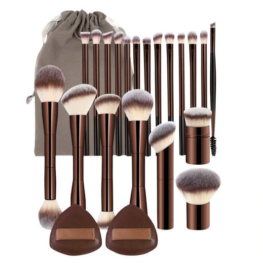 1 set🔥(20-piece coffee-coloured makeup brush set + 2 powder puffs)🔥
