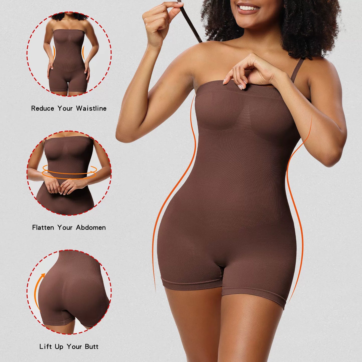WOMENS SEAMLESS BODY SHAPER WITH REMOVABLE STRAP