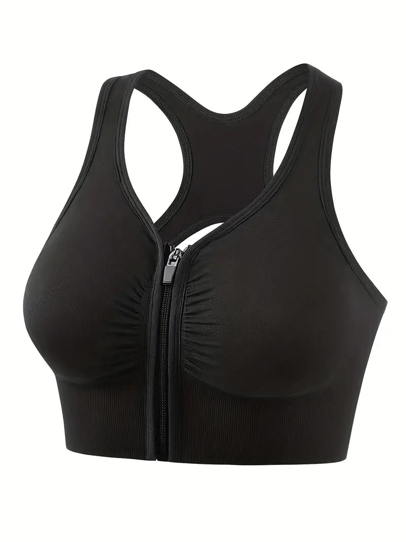 Front Zipper Sport Tank Bra