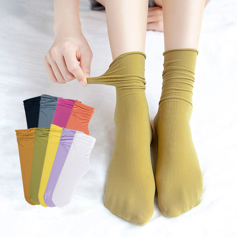 Thin Loose Socks Pile Socks Solid Colors Ice
